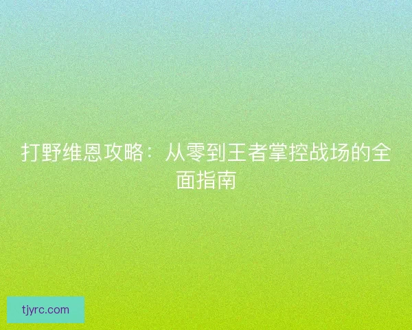 打野维恩攻略：从零到王者掌控战场的全面指南